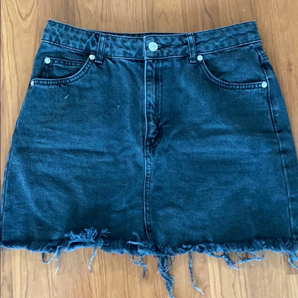 Topshop black denim mini skirt